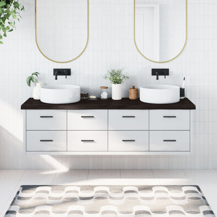 Piano Bagno Marrone Scuro 180x50x(2-6)cm Legno Trattato