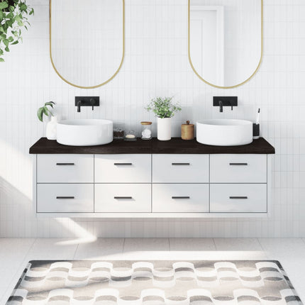 Piano Bagno Marrone Scuro 180x60x(2-6)cm Legno Trattato