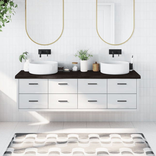 Piano Bagno Marrone Scuro 180x60x(2-6)cm Legno Trattato
