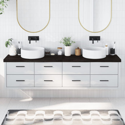 Piano Bagno Marrone Scuro 200x30x(2-6)cm Legno Trattato