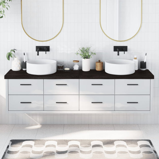Piano Bagno Marrone Scuro 200x30x(2-6)cm Legno Trattato