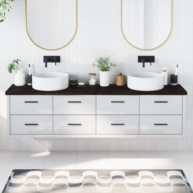 Piano Bagno Marrone Scuro 200x40x(2-4)cm Legno Trattato