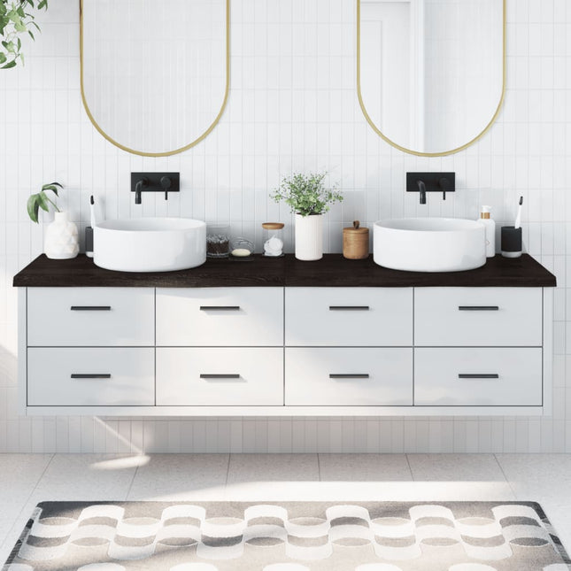 Piano Bagno Marrone Scuro 200x50x(2-4)cm Legno Trattato