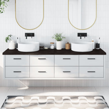 Piano Bagno Marrone Scuro 200x60x(2-4)cm Legno Trattato