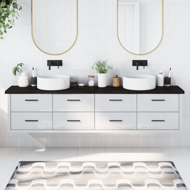 Piano Bagno Marrone Scuro 220x40x(2-4)cm Legno Trattato
