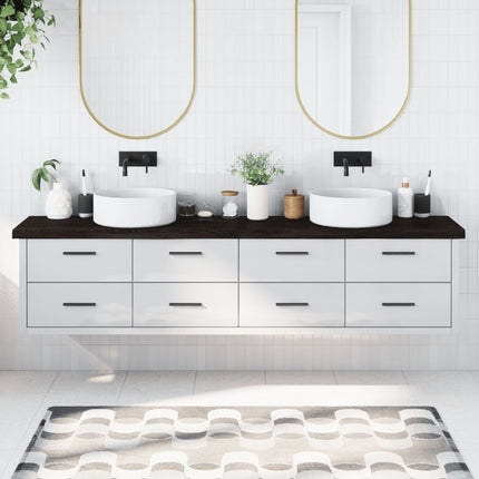 Piano Bagno Marrone Scuro 220x40x(2-6)cm Legno Trattato