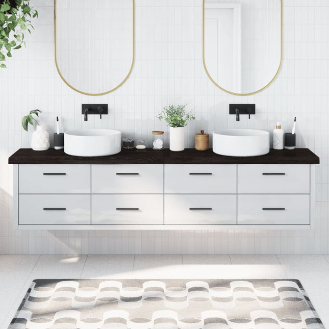 Piano Bagno Marrone Scuro 220x40x(2-6)cm Legno Trattato