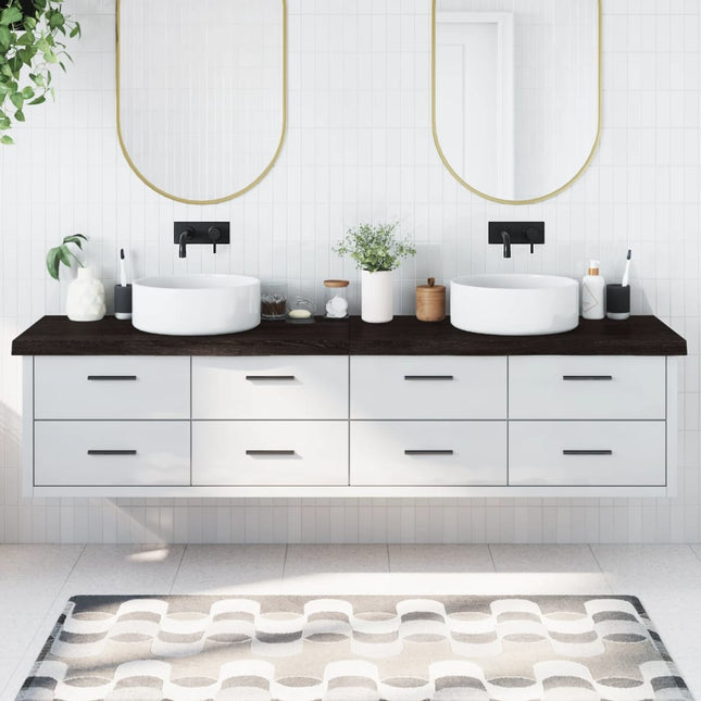 Piano Bagno Marrone Scuro 220x50x(2-6)cm Legno Trattato