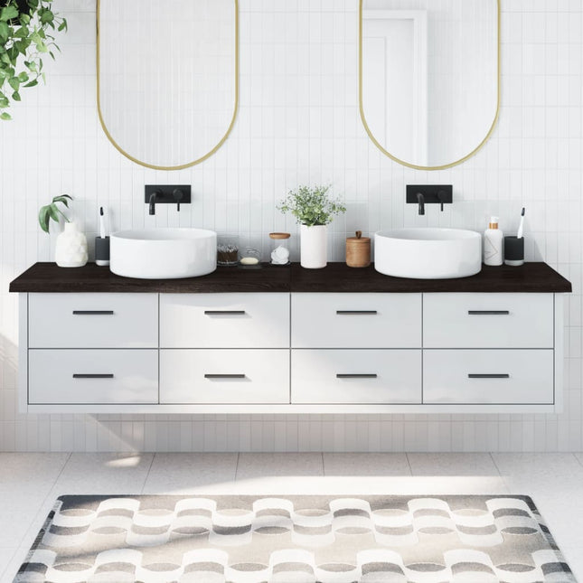 Piano Bagno Marrone Scuro 220x60x(2-4) cm Legno Trattato