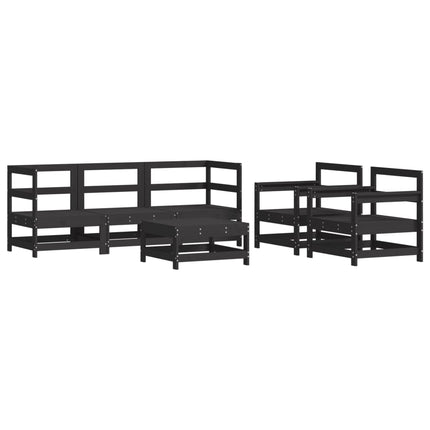 Set Divani da Giardino 6 pz con Cuscini in Legno Massello Nero