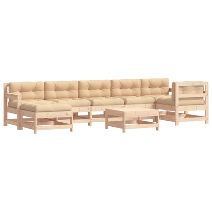 Set Divani da Giardino 8 pz con Cuscini in Legno Massello