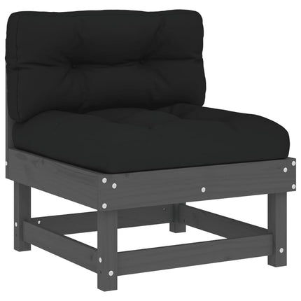 Set Divani da Giardino 6pz con Cuscini in Legno Massello Grigio