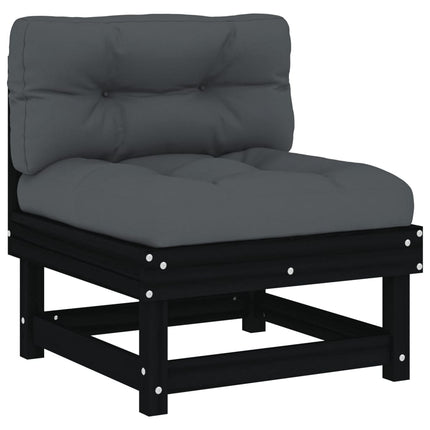 Set Divani da Giardino 6 pz con Cuscini in Legno Massello Nero