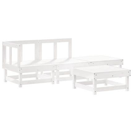 Set Divani da Giardino 4pz con Cuscini in Legno Massello Bianco