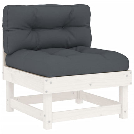 Set Divani da Giardino 4pz con Cuscini in Legno Massello Bianco