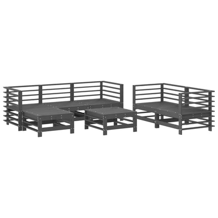 Set Salotto da Giardino 7 pz Grigio in Legno Massello di Pino