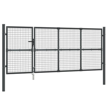Cancello da Giardino Rete Antracite 350x175 cm Acciaio Zincato