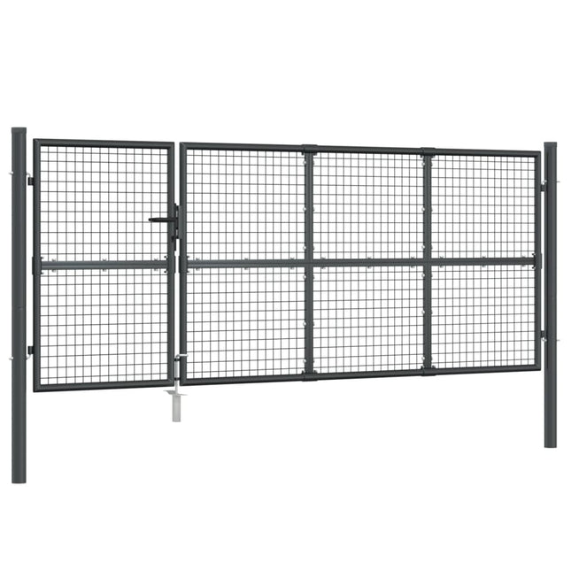 Cancello da Giardino Rete Antracite 350x175 cm Acciaio Zincato