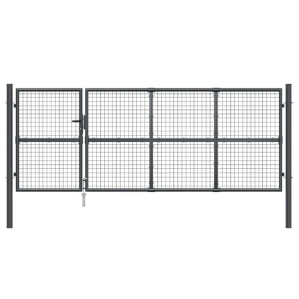 Cancello da Giardino Rete Antracite 350x175 cm Acciaio Zincato