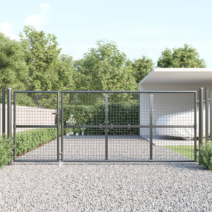 Cancello da Giardino Rete Antracite 350x175 cm Acciaio Zincato