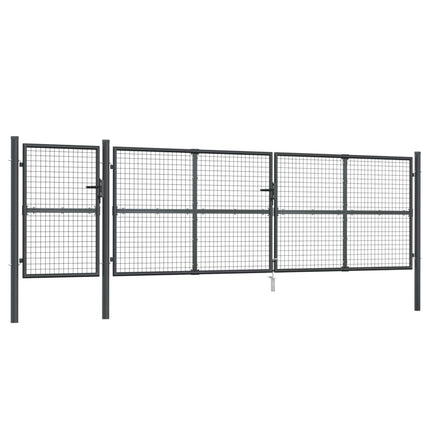 Cancello da Giardino Rete Antracite 500x175 cm Acciaio Zincato