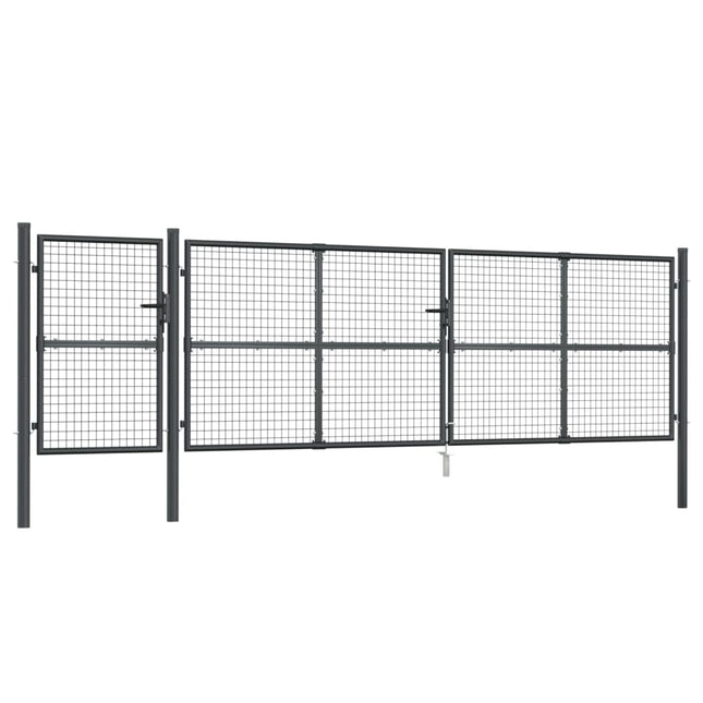 Cancello da Giardino Rete Antracite 500x175 cm Acciaio Zincato