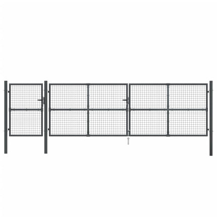 Cancello da Giardino Rete Antracite 500x175 cm Acciaio Zincato