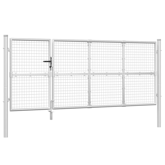 Cancello da Giardino in Rete Argento 350x175 cm Acciaio Zincato