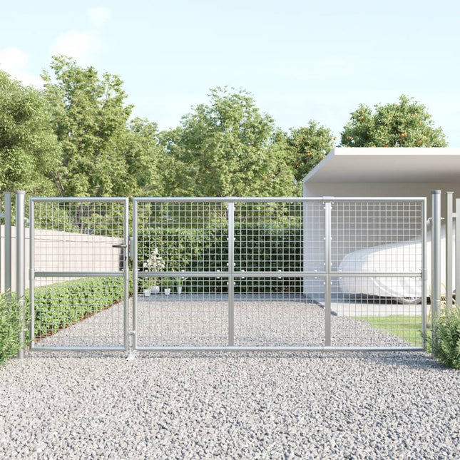 Cancello da Giardino in Rete Argento 350x175 cm Acciaio Zincato
