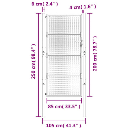 Cancello Giardino Antracite 105x250 cm in Acciaio