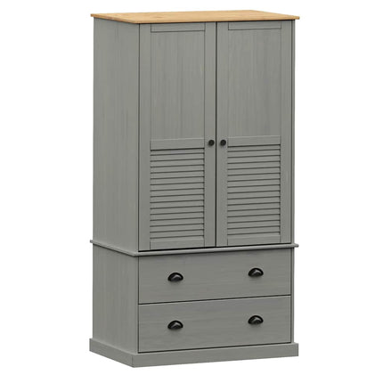 Armadio VIGO 90x55x170 cm in Legno Massello di Pino Grigio
