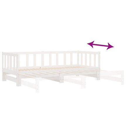 Dormeuse Estraibile Bianca 2x(90x200) cm Legno Massello di Pino