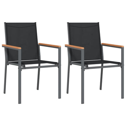 Set da Pranzo da Giardino 3 pz Nero in Textilene e Acciaio