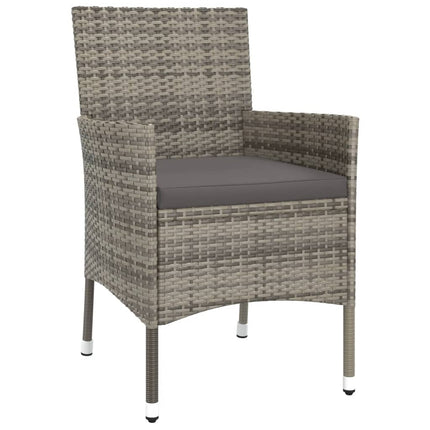 Set BistrÃƒÂ² da Giardino 3 pz con Cuscini in Polyrattan Grigio