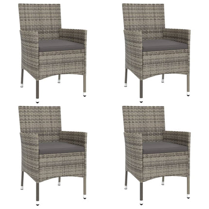 Set BistrÃ² da Giardino 5 pz con Cuscini in Polyrattan Grigio