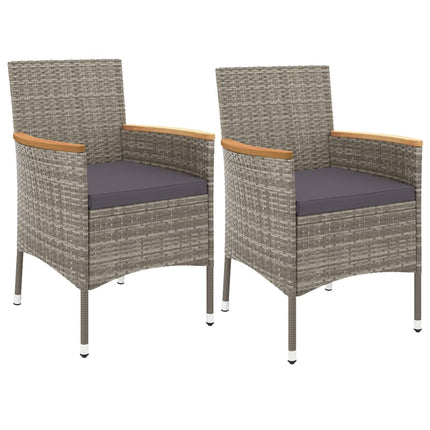Set BistrÃƒÂ² da Giardino 3 pz con Cuscini in Polyrattan Grigio