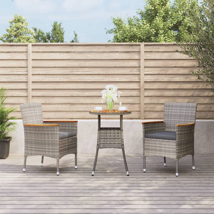 Set BistrÃƒÂ² da Giardino 3 pz con Cuscini in Polyrattan Grigio