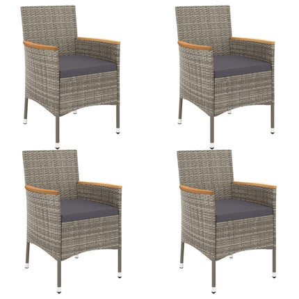 Set BistrÃ² da Giardino 5 pz con Cuscini in Polyrattan Grigio