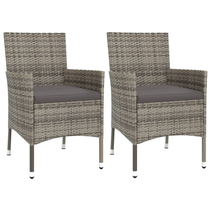 Set BistrÃƒÂ² da Giardino 3 pz con Cuscini in Polyrattan Grigio