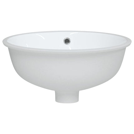 Lavandino da Bagno Bianco 38,5x33,5x19 cm Ovale in Ceramica