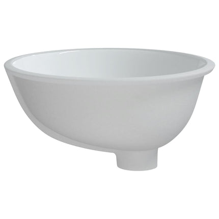 Lavandino da Bagno Bianco 37x31x17,5 cm Ovale in Ceramica