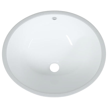Lavandino da Bagno Bianco 47x39x21 cm Ovale in Ceramica