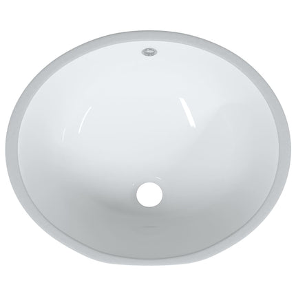 Lavandino da Bagno Bianco 49x40,5x21 cm Ovale in Ceramica