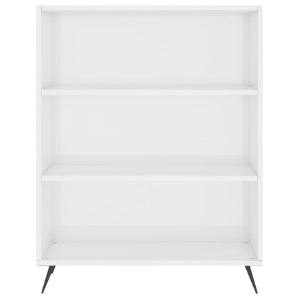 Libreria Bianco Lucido 69,5x32,5x90 cm in Legno Multistrato