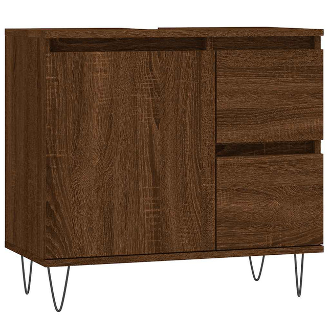 Armadietto Bagno Rovere Marrone 65x33x60cm in Legno Multistrato