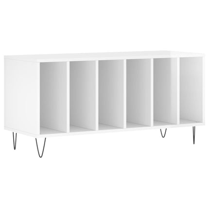 Mobile Porta Dischi Bianco Lucido 100x38x48cm Legno Multistrato