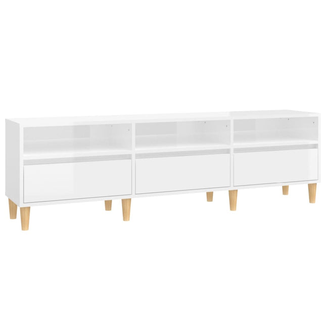 Mobile Porta TV Bianco Lucido 150x30x44,5 cm Legno Multistrato