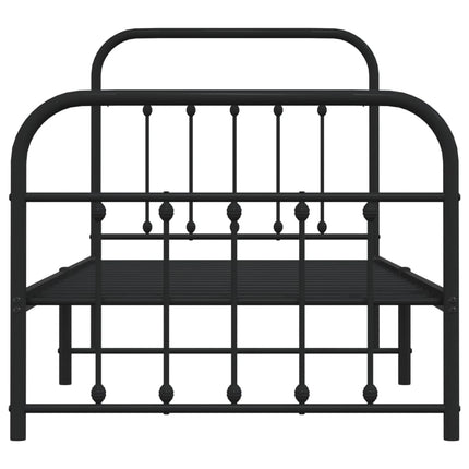 Giroletto con Testiera e Pediera Metallo Nero 90x200 cm