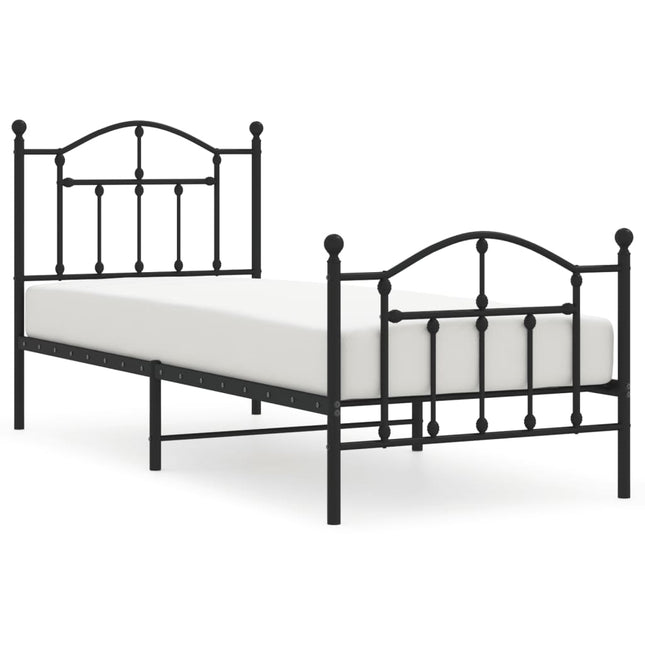 Giroletto con Testiera e Pediera Metallo Nero 80x200 cm