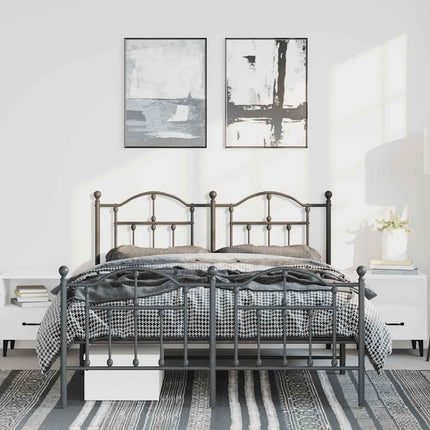 Giroletto con Testiera e Pediera Metallo Nero 135x190 cm